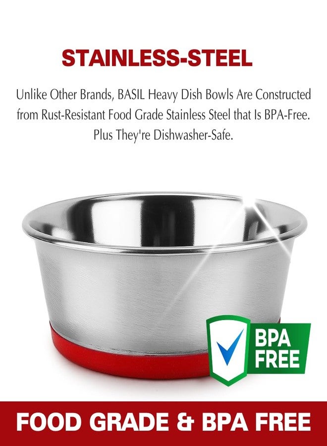 Basil Stainless Steel Heavy Dish Anti Skid Food, Water Feeding Bowls & Silicon Bottom (Size- Small(500ml)) for Dogs, Cats Pets - Image 4